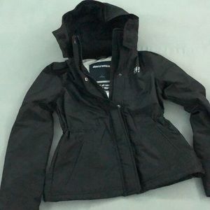 Abercrombie Kids Black All Season Weather Warrior Jacket Fleece Hood Size Large